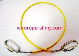 البلاستيكية المغلفة أسلاك الفولاذ حبل رفع حبال اللون الأصفر روابط سريعة في كلا الجانبين