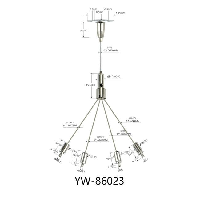 اrt Cable Hanging Systems Four Legs Screw Clip Brass Plated Nickel 1.5mm Dia YW86023 0