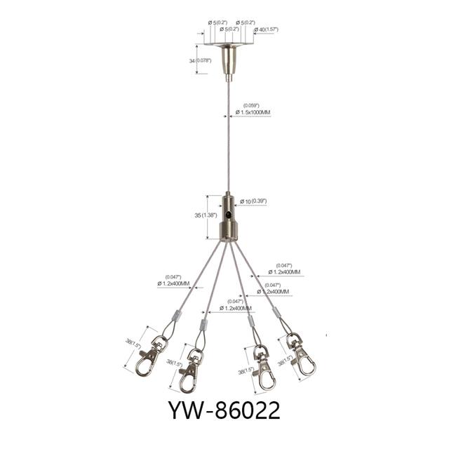 Four Legs With Lobster Clip اrt Cable Hanging System Brass 1000mm Length YW86022 0